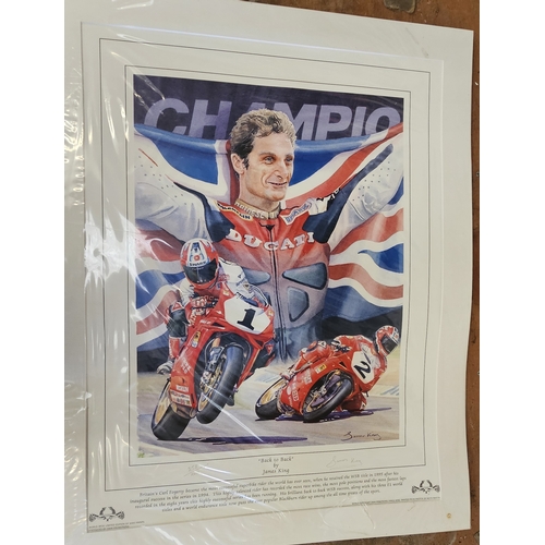 49 - Carl Fogarty, three limited edition prints, signed by the artist