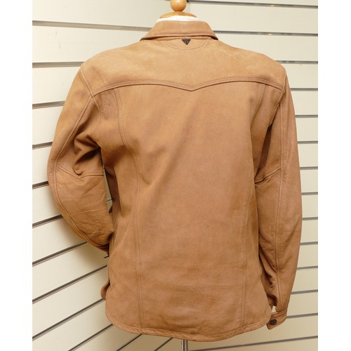 62 - Triumph Motorcycles Company; a nubuck leather jacket, having shoulder and elbow armour, size large, ... 