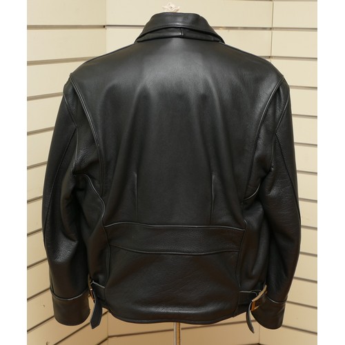 64 - Triumph Motorcycles Company; a black leather all seasons motorcycle jacket, size 42inch chest, as ne... 