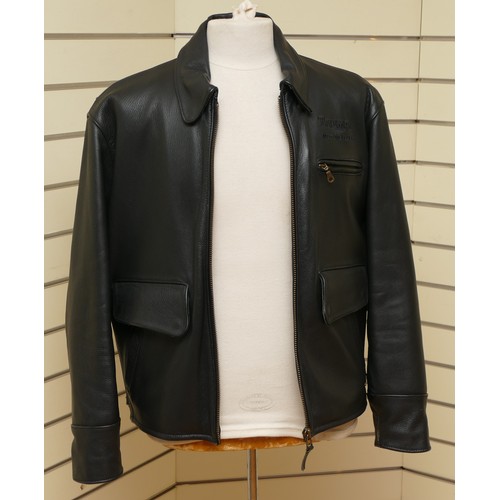 64 - Triumph Motorcycles Company; a black leather all seasons motorcycle jacket, size 42inch chest, as ne... 