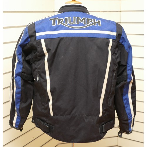 65 - Triumph Motorcycles Company; an all seasons sheltech motorcycle jacket, blue and black with removabl... 