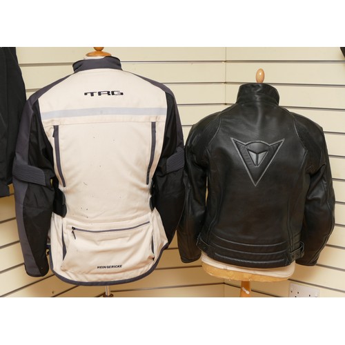 66 - A Dainese 'Sport' black leather motorcycle jacket, having armoured shoulder and elbow pads, size med... 