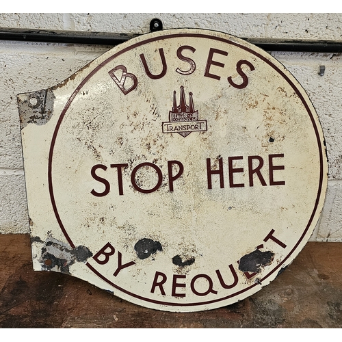 94 - A City of Coventry double side vitreous enamel BUS STOP sign, 48cm