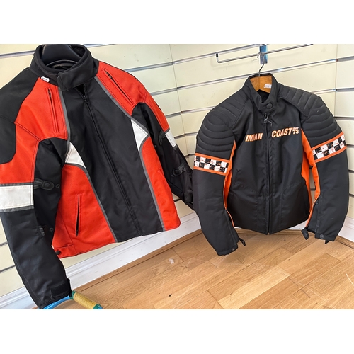 57 - Two motorcycles jackets, to include Indian Coast BCN design Coast Rider 73, Black, orange and white,... 