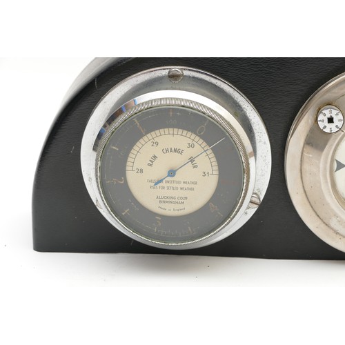 129 - A 1930s car dashboard barometer, the chrome plated case with rotating bezel, outer chapter ring with... 