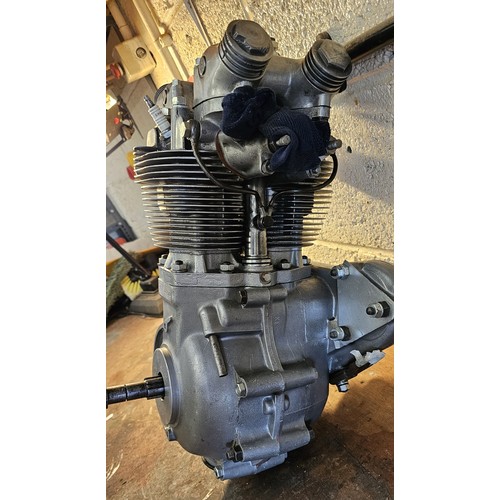 230 - A Triumph 500cc engine, number 5T 58374, close finned, all alloy, with big bearing bottom end, stand... 