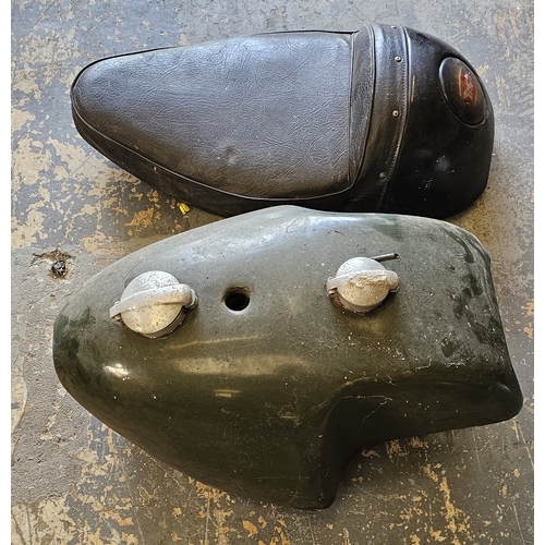 235 - A BSA Gold Star fibreglass petrol tank and a seat