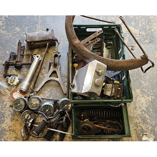 250 - An autojumblers lot, to include a girder fork top yoke and various wall brackets