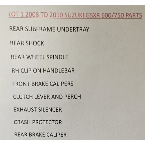 277 - Suzuki GSXR 600/750 parts, 2008-2010, see list