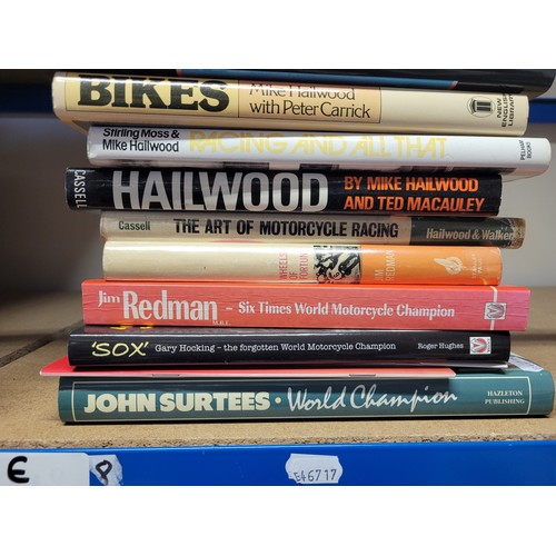 18 - A collection of motorcycle related hardback books, titles to include; Jim Redman 'Wheels Of Fortune'... 