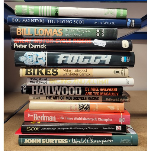 18 - A collection of motorcycle related hardback books, titles to include; Jim Redman 'Wheels Of Fortune'... 