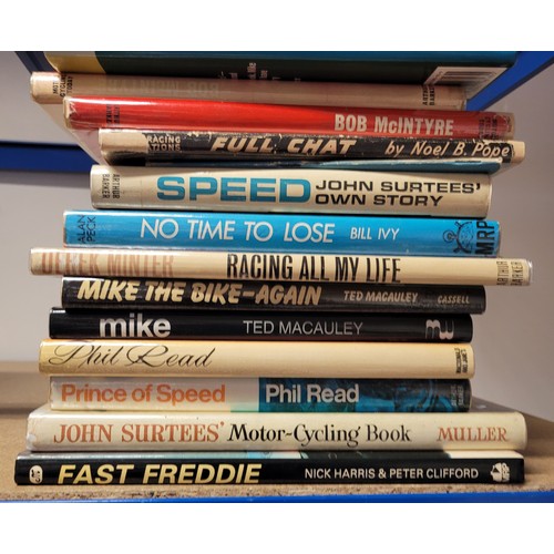 19 - A collection of hardback motorcycle related books, primarily race riders of the 20th century, titles... 