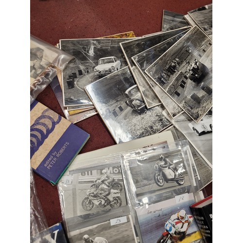 39 - A collection of photographic pictures of motorcycle and rally racers, circa 1970s/80s, some signed, ... 