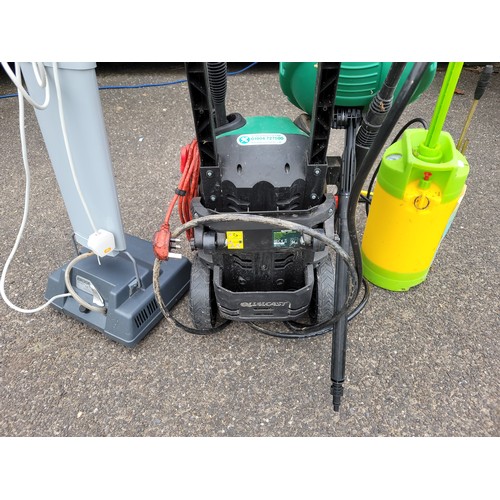 29 - Qualcast power washer, Bissell floor cleaner,  also a hand spray pump.