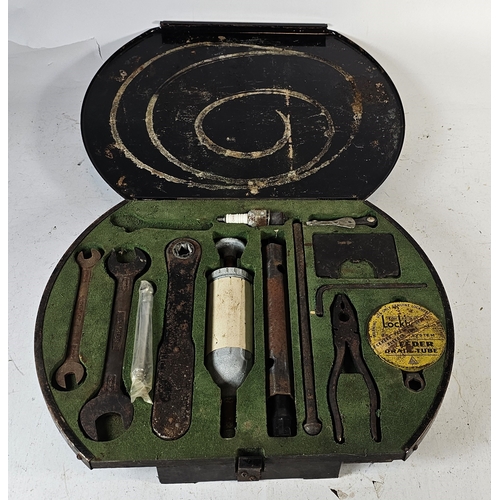 66 - A Daimler/Jaguar MkII metal tool kit, lacking small adjustable spanner