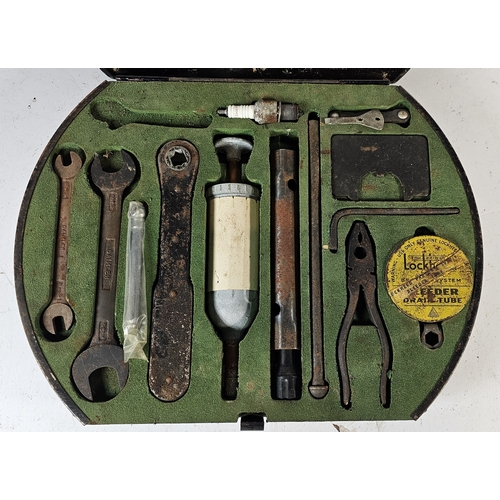 66 - A Daimler/Jaguar MkII metal tool kit, lacking small adjustable spanner