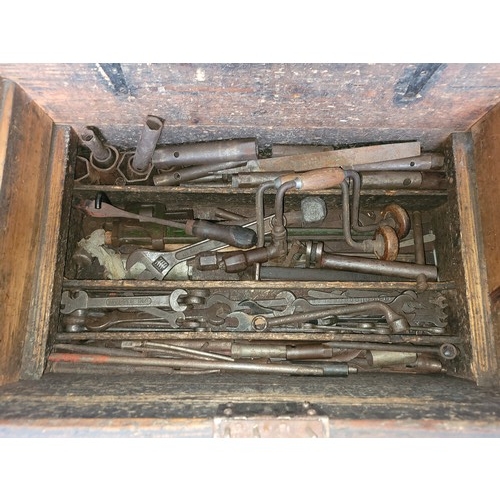 26 - Pine chest containing a quantity of hand tools.