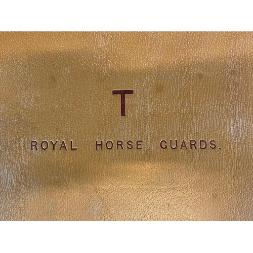 432 - A Royal Horse Guards leather trunk, early 20th century, stamped to the top 