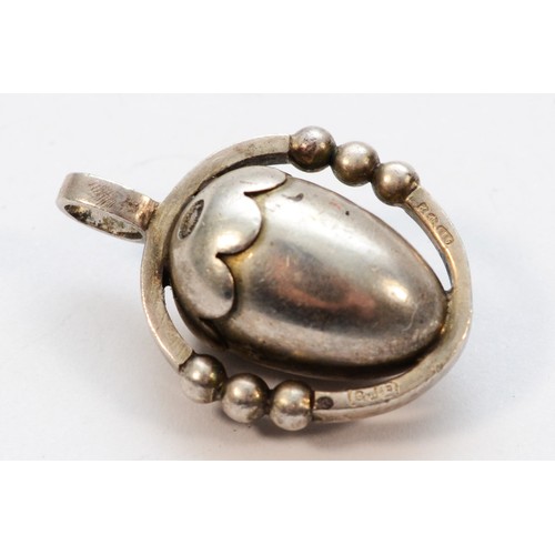 25 - Georg Jensen, a silver Acorn pendant, design 188, London import marks 1970, 23mm, 10gm