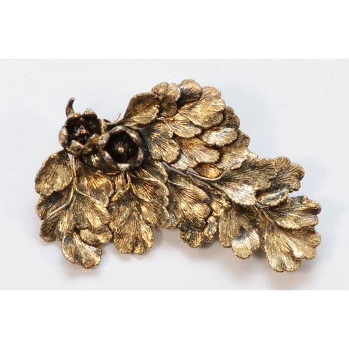 26 - Flora Danika, a Danish silver gilt floral brooch, 50mm, 10gm