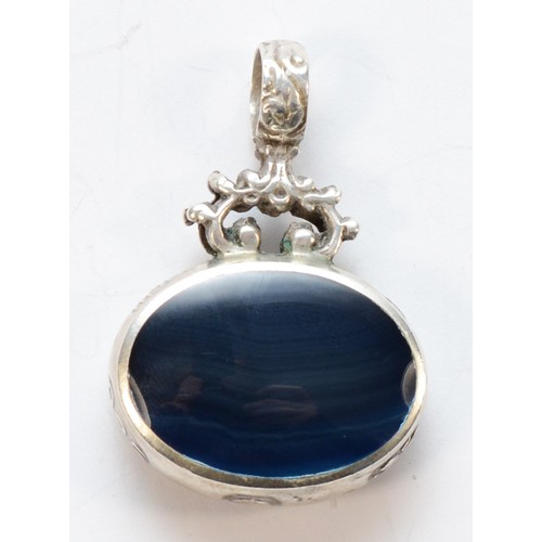 43 - David Scott Walker, a silver and gemstone pendant, Sheffield 2003, stone 25 x 18mm, 14gm