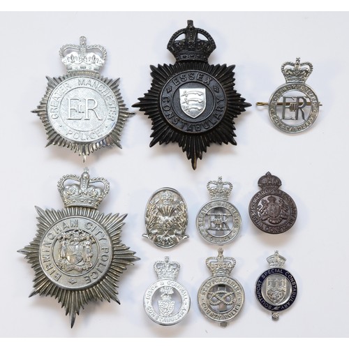 73 - Ten mixed county Police hat badges