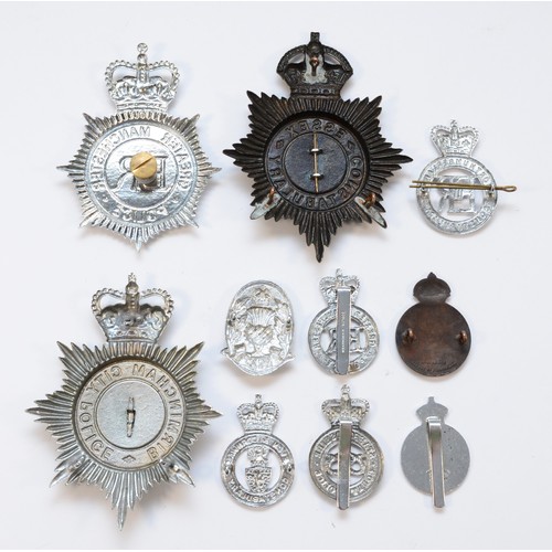 73 - Ten mixed county Police hat badges