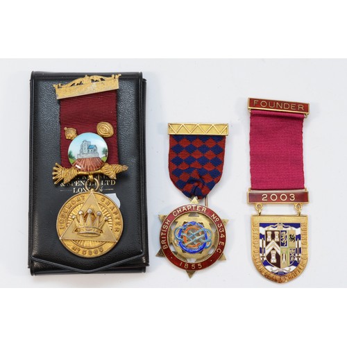 78 - Three silver gilt and enamel Masonic Jewels, including Metropolitan Grand Chapter of London, 107gm