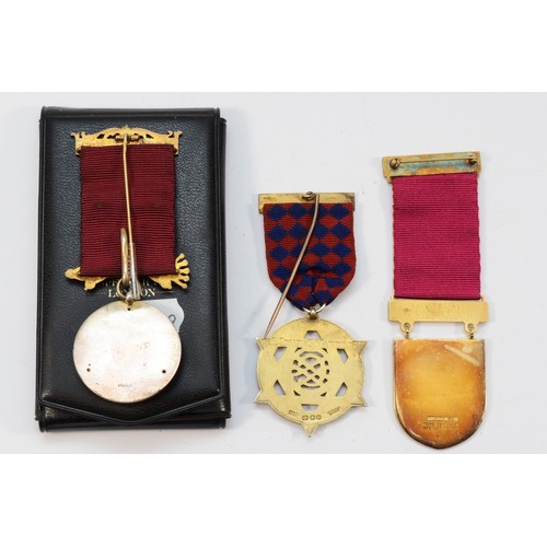 78 - Three silver gilt and enamel Masonic Jewels, including Metropolitan Grand Chapter of London, 107gm