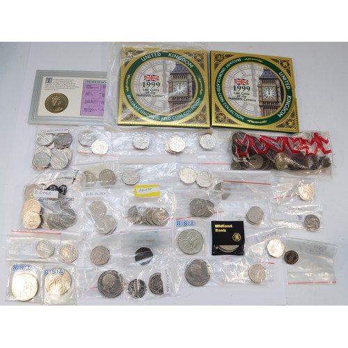 103 - Two presentation Last Coin of the Twentieth century 8 coin sets, two Lady Diana £5 coins, a quantity... 