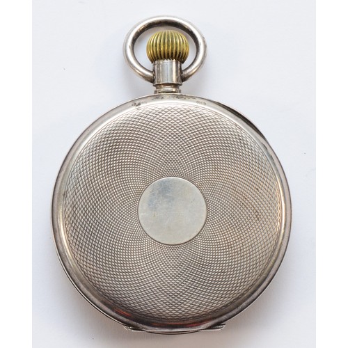 112 - Lanco, a silver open face keyless wind pocket watch, 48mm, lacking seconds hand, working when catalo... 