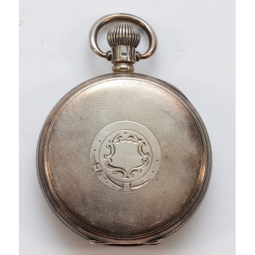 114 - Waltham, a keyless wind open face pocket watch, Birmingham 1924, 49mm, working when catalogued