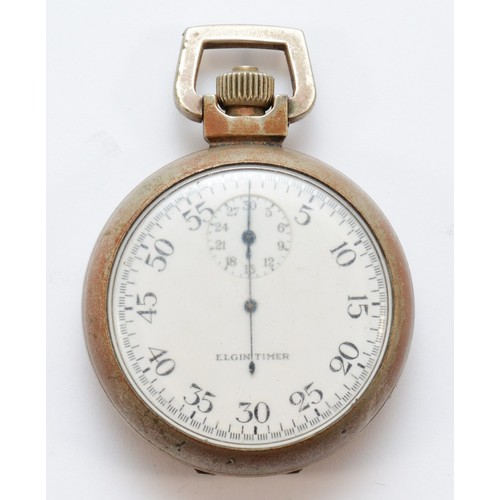 115 - Elgin Timer, a WWII era keyless wind open face stop watch, with subsidiary seconds dial, case engrav... 