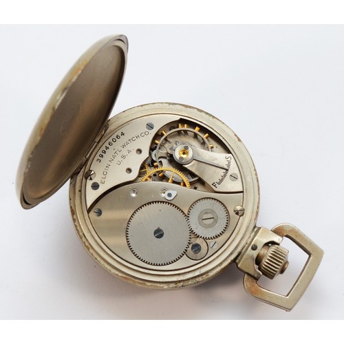 115 - Elgin Timer, a WWII era keyless wind open face stop watch, with subsidiary seconds dial, case engrav... 