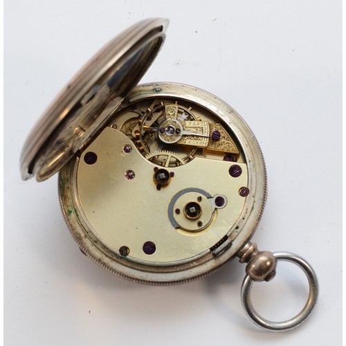 117 - S.D. McKeller, Manchester, a fine silver key wind open face pocket watch, 46mm, working when catalog... 