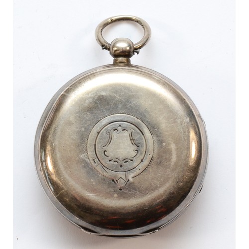 118 - An Edwardian silver key wind open face pocket watch, Chester 1902, 55mm, glass cracket, working when... 