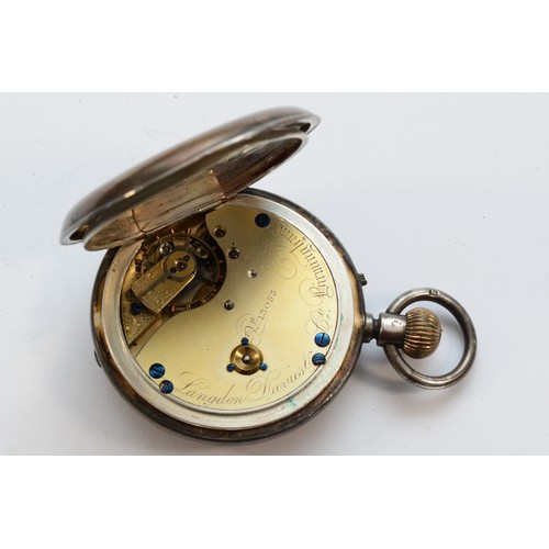 119 - Langdon Davies, Birmingham, a silver keyless wind half haunter pocket watch, Birmingham  1884, 49mm,... 