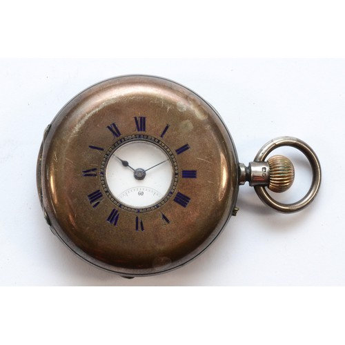 119 - Langdon Davies, Birmingham, a silver keyless wind half haunter pocket watch, Birmingham  1884, 49mm,... 