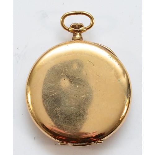 122 - Grosvenor, a gold plated keyless wind open face pocket watch, 45mm, working when catalogued