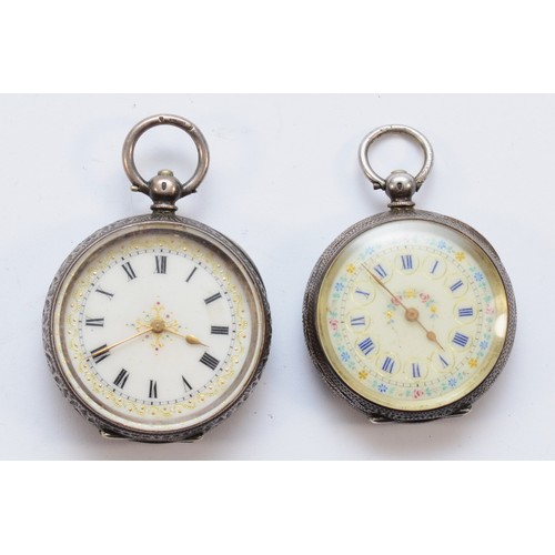 123 - Two 0.935 standard silver ladies fob watches, 35 and 37mm