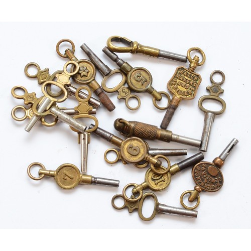 130 - 18 various pocket watch keys