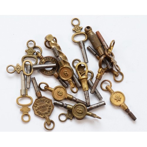 131 - 18 various pocket watch keys