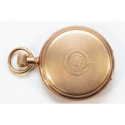 137 - Elgin, a gold plated keyless wind half haunter pocket watch, double roller 15 jewel movement numbere... 