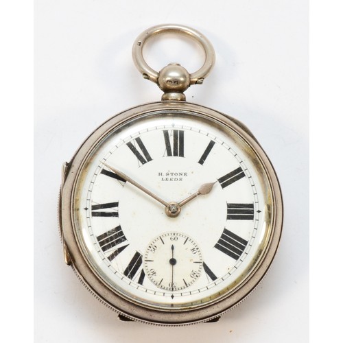 138 - H. Stone a silver key wind open face pocket watch, Chester 1907, 54mm, working.