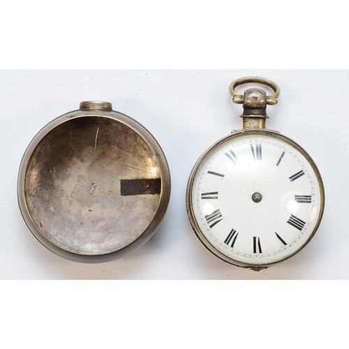 140 - Sam. Harrison, Odiham, a George III silver fusee pear case pocket watch, Birmingham 1823, white enam... 