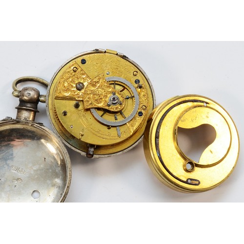 140 - Sam. Harrison, Odiham, a George III silver fusee pear case pocket watch, Birmingham 1823, white enam... 