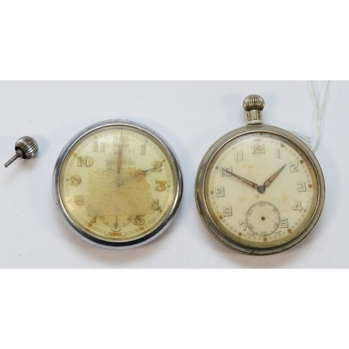 142 - Jaeger LeCoultre, a military pocket watch, broad arrow, G.S.T.P., 261842 XX and another military poc... 