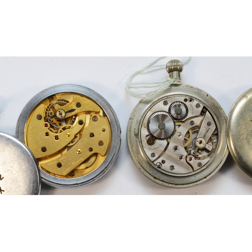 142 - Jaeger LeCoultre, a military pocket watch, broad arrow, G.S.T.P., 261842 XX and another military poc... 