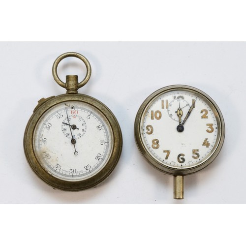 143 - A WWI military sixty second stop watch, broad arrow, Rotherham & Sons Ltd, Mark II 5976, 1917 and an... 