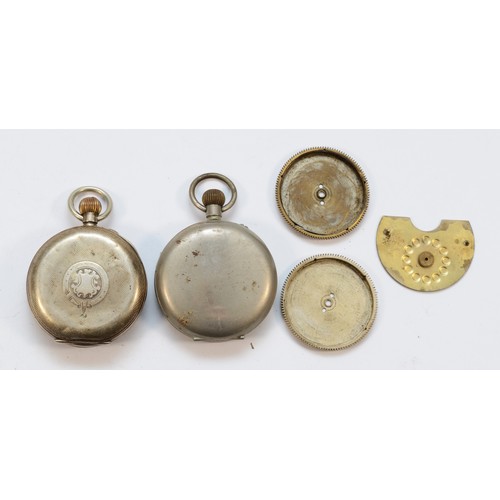 144 - Hebdomas, a silver pocket watch, London 1913, incomplete and other 8 day parts